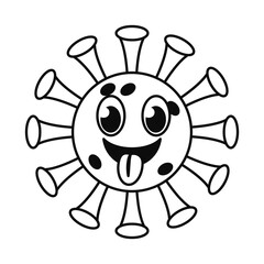 happy covid 19 virus emoji line style icon vector design