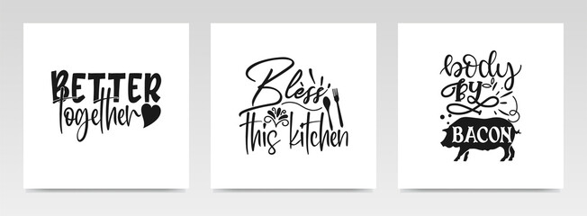 Fototapeta premium Kitchen quotes letter typography set illustration.