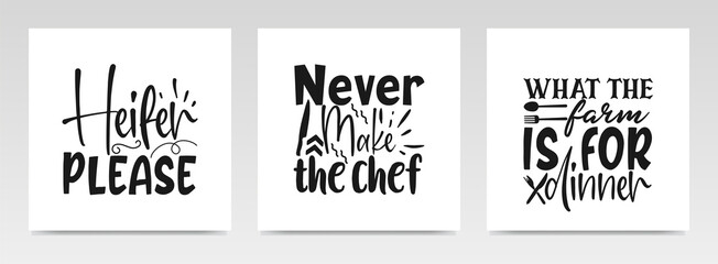 Kitchen quotes letter typography set illustration.