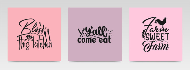 Kitchen quotes letter typography set illustration.