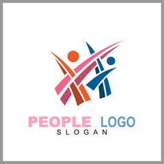 Family care logo template, people help and support symbol, medical clinic and healthy human logo vector