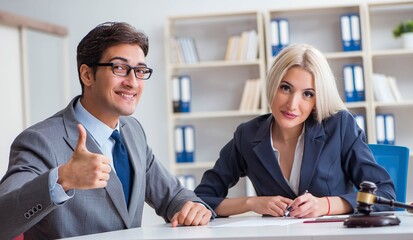 Lawyer discussing legal case with client