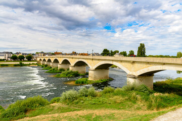 Fototapeta na wymiar Bridge over the river Loire in Amboise, a town in the Indre-et-Loire department, France