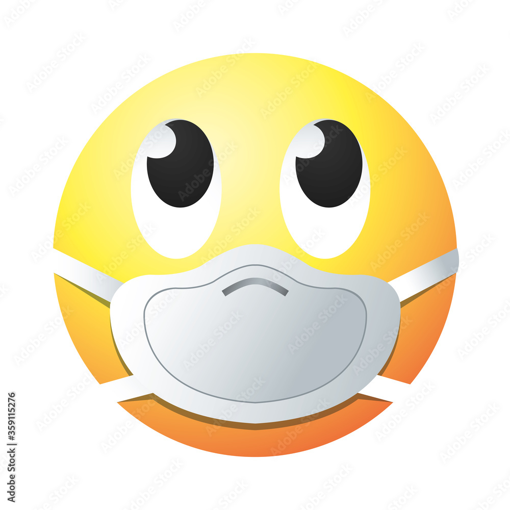 Poster rolling eyes emoji with mask gradient style icon vector design