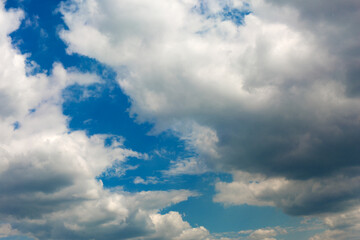 Fototapeta premium Gray clouds on blue sky background.