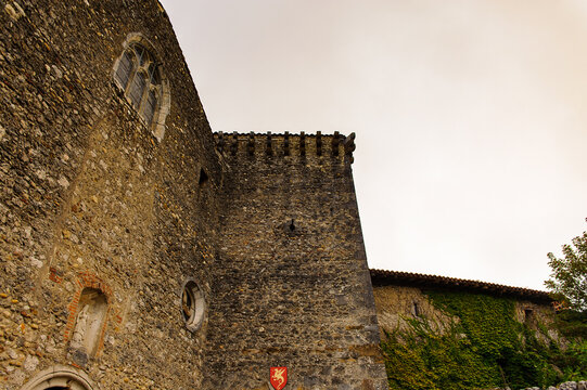 Church of Perouges, France, a medieval walled town, a popular touristic attraction.