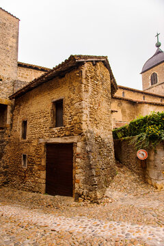 Church of Perouges, France, a medieval walled town, a popular touristic attraction.