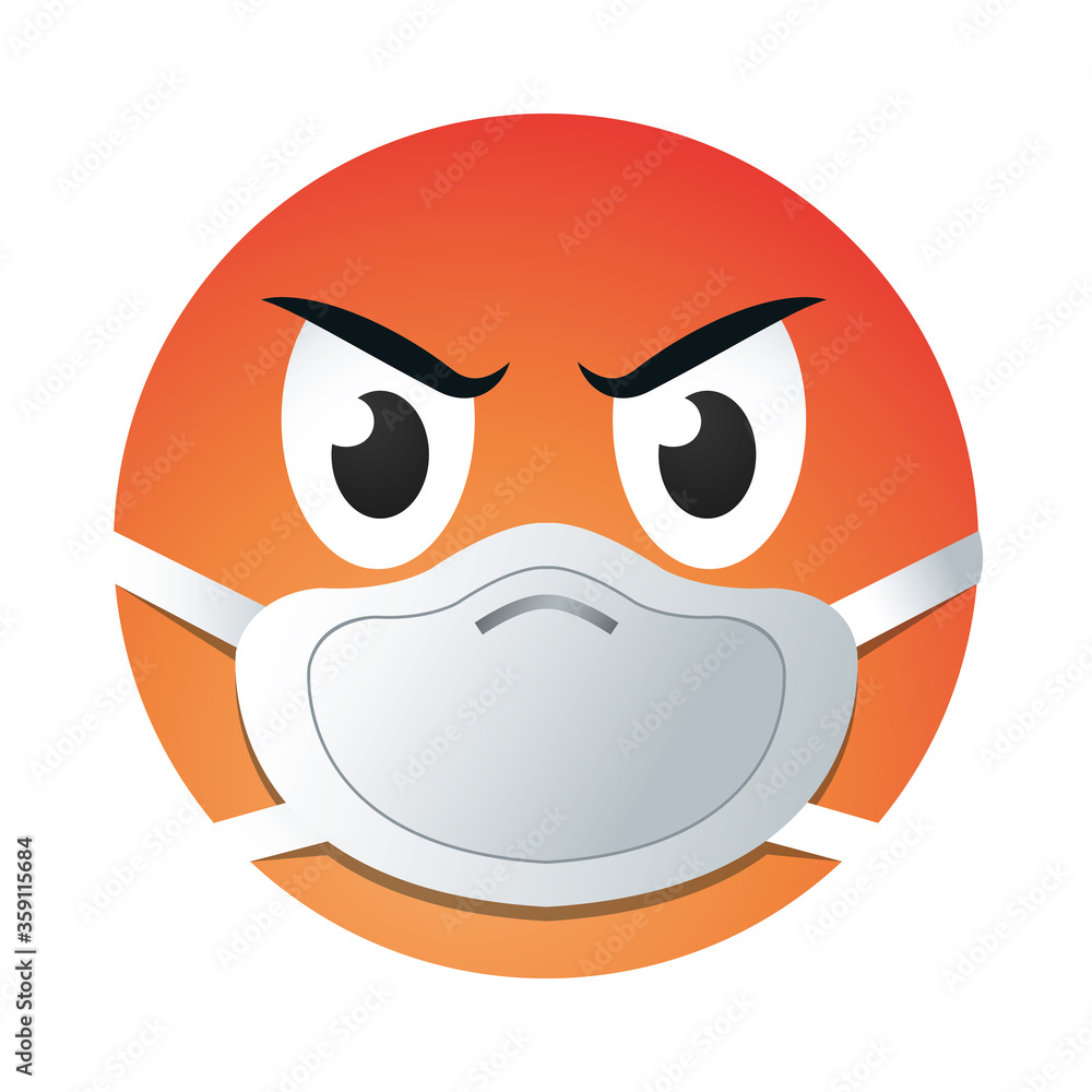 Poster bad emoji with mask gradient style icon vector design