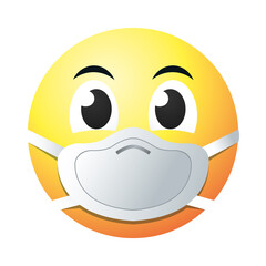 happy emoji with mask gradient style icon vector design