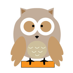 owl on brick icon on white background. owl sitting on brick symbol.