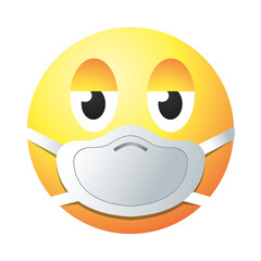 tired emoji with mask gradient style icon vector design
