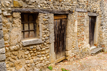 Old house of Perouges, France, a medieval walled town, a popular touristic attraction.