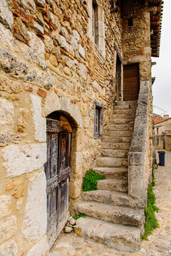 Old house of Perouges, France, a medieval walled town, a popular touristic attraction.