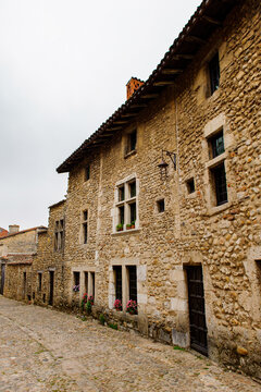 Old house of Perouges, France, a medieval walled town, a popular touristic attraction.