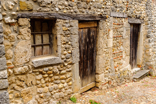 Old house of Perouges, France, a medieval walled town, a popular touristic attraction.