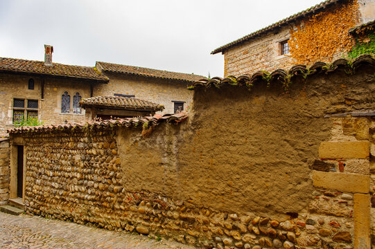 Old house of Perouges, France, a medieval walled town, a popular touristic attraction.