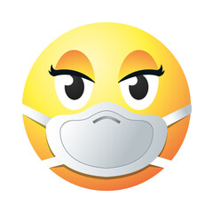 female emoji with mask gradient style icon vector design