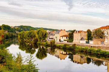 Fototapeta na wymiar Isle river and town of Perigueux, France.