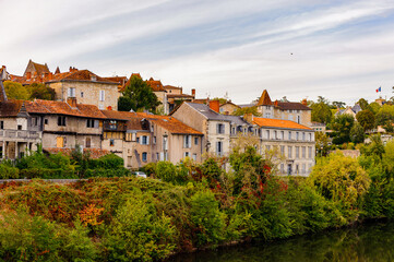 Isle river and town of Perigueux, France.