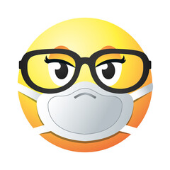 emoji with mask and glasses gradient style icon vector design