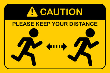 Social distancing icon sport.People running.Keep Safe Distance to protect from COVID-19 coronavirus concept.