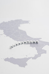 The word quarantine isolated over word map