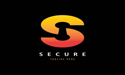 Initial Letter S, Security Logo with gradient color, Lock Icon Vector Logo Design