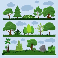 Background Landscape with tree and grass Vector