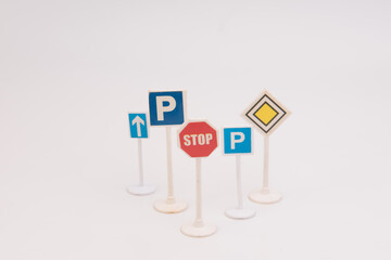 Group of road traffic sign isolated over white