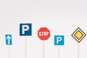 Group of road traffic sign isolated over white