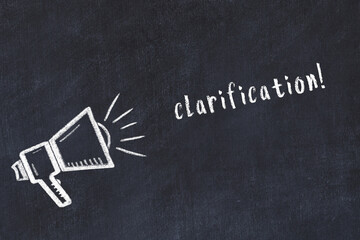 Chalk loudspeaker and inscription clarification on black chalkboard