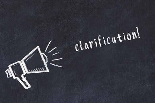 Chalk loudspeaker and inscription clarification on black chalkboard