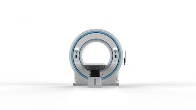 3d rendering mri scan machine with computer monitor display x-ray brain 4k footage 