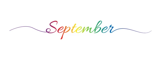 Fotobehang september letter calligraphy banner colorful gradient © liarocer