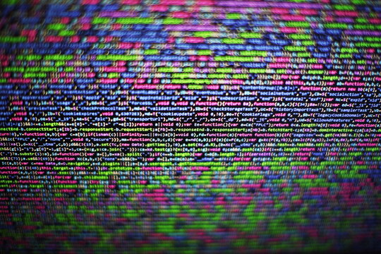Web programming functions on laptop on laptop. IT business. Python code computer screen. Mobile application design Concept.