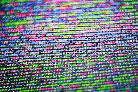 Web programming functions on laptop on laptop. IT business. Python code computer screen. Mobile application design Concept.