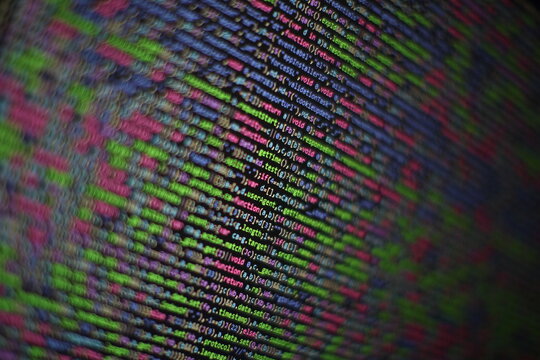 Web programming functions on laptop on laptop. IT business. Python code computer screen. Mobile application design Concept.