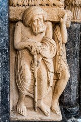It's Statue on the Cathedral of St. Lawrence (Katedrala Sv. Lovre), a Roman Catholic triple-naved basilica constructed in Romanesque-Gothic in Trogir, Croatia. UNESCO World heritage