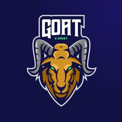 Goat mascot logo design vector with modern illustration concept style for badge, emblem and t shirt printing. Angry Goat illustration for sport and e-sport team.