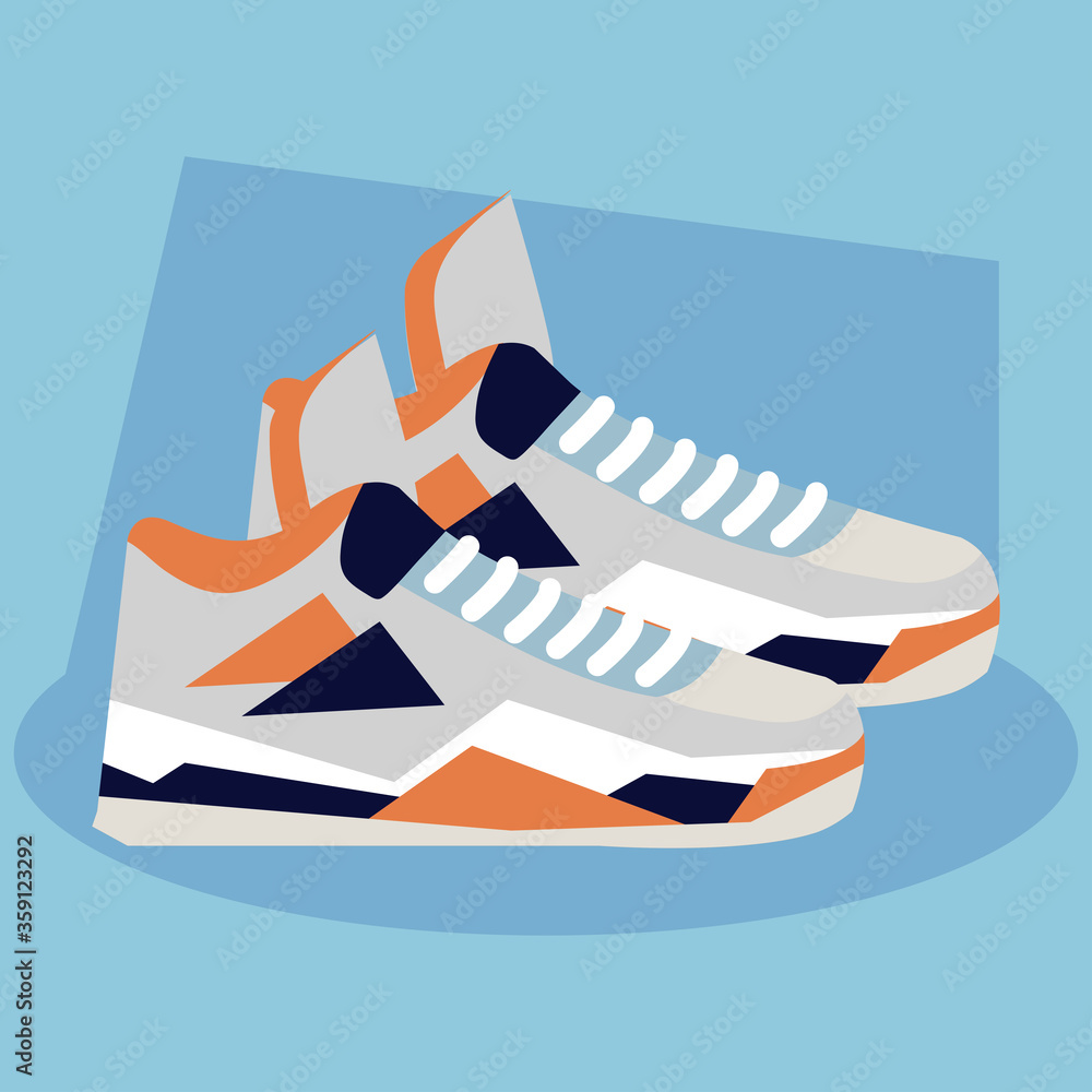 Poster sneaker, shoes basketball on blue background vector illustration design