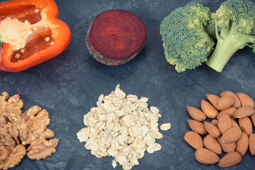 Natural healthy vegetables good for hypertension and diabetes, nutritious eating concept