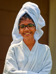 Outdoor portrait of smiling young girl