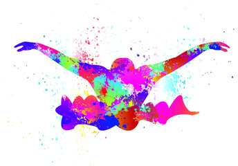 Swimming logo design. Colorful sport background. Vector illustration.