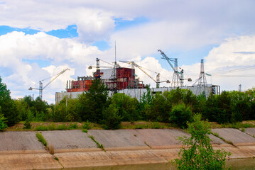 Chernobyl Nuclear Power Station in Ukraine on the river Prypyat.