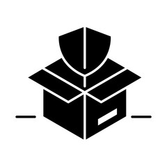 delivery packaging, protection cardboard box cargo distribution, logistic shipment of goods silhouette style icon