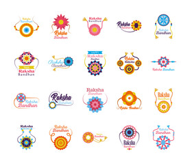 Raksha bandhan wristbands set vector design