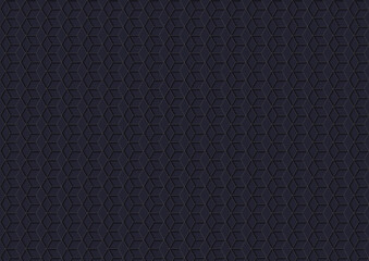 Dark Background with Hexagonal Grid Pattern - Geometric Texture with Three-dimensional Shadows on Dark Background, Vector Illustration