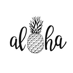 Aloha - hand written lettering. Text isolated on white background with design elements. Summer typography for photo overlays, t-shirt print, flyer, poster design. Beach life message