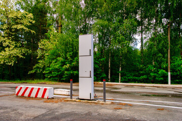 Control point in Pripyat, a ghost town in northern Ukraine, evacuated the day after the Chernobyl disaster on April 26, 1986
