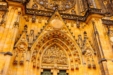 Fototapeta na wymiar Saint Vitus Cathedral, a Roman Catholic. This cathedral is an excellent example of Gothic architecture and is the biggest and most important church in the country.